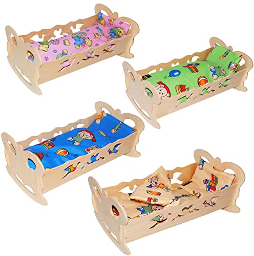 alles-meine.de GmbH 1 Stück Holz - Puppenwiege/Puppenbett - 50 cm - Schmetterling - incl. Bettzeug - aus Naturholz - Decke & Kopfkissen - für Puppen - Wiege Kinderbett Be.. von alles-meine.de GmbH