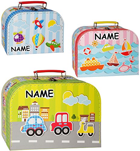 alles-meine.de GmbH 1 Stück Kinderkoffer/Koffer - KLEIN - Fahrzeuge - Flugzeug/Schiff/Auto - incl. Name - ideal als Geldgeschenk und für Spielzeug - Mädchen & Jungen .. von alles-meine.de GmbH