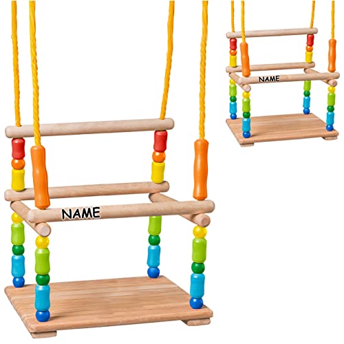 alles-meine.de GmbH 1 Stück Kinderschaukel/Schaukel aus Holz + Türreck - incl. Name - Gitterschaukel - mitwachsend & verstellbar - Leichter Einstieg ! - Babyschaukel - Kleink.. von alles-meine.de GmbH