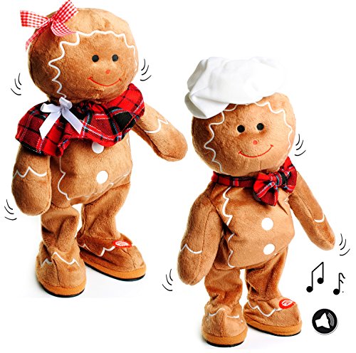 alles-meine.de GmbH 1 Stück XL - singender & Tanzender - Pfefferkuchen/Lebkuchen - I Wish You a Merry Christmas - Plüschtier mit Sound & Bewegung - 40 cm - Weihnachten - .. von alles-meine.de GmbH