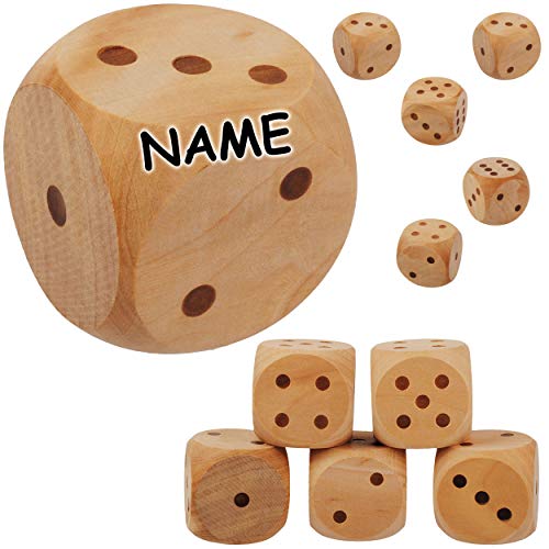 alles-meine.de GmbH 10 Stück große XL Würfel - aus Holz - 5,6 cm * 5,6 cm - inkl. Name - Augenwürfel - Holzwürfel - unbehandelt - für Drinnen & Draußen - Spielwürfel - Spielewü.. von alles-meine.de GmbH