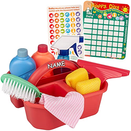 alles-meine.de GmbH 10 TLG Set Putzset & Reinigungsset - inkl. Name - Putzeimer - Fensterputzset - Kinderputzset Rollenspiel - Schwämme Sprühflasche Besen Kinderputzset Kinderr.. von alles-meine.de GmbH