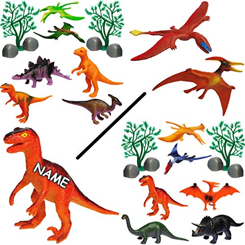 alles-meine.de GmbH 10 TLG. Set - Dinosaurier - Tyrannosaurus Rex - Spielfiguren - inkl. Name - 14 cm groß - Figuren - Spielzeugdino - Spielzeug Tiere - Kunststoff/Weichgum.. von alles-meine.de GmbH