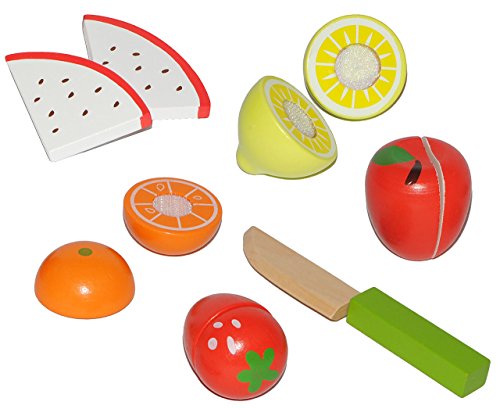 alles-meine.de GmbH 11 TLG. Set Früchte/Obst + Messer aus Holz zum Schneiden - für Kinder Holzobst Früchteset - Kaufmannsladen Zubehör Kaufladen Holzfrüchte - Schneideobst Holz.. von alles-meine.de GmbH