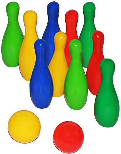 alles-meine.de GmbH 12 TLG. Set - Kegelspiel/Bowlingspiel - 15 cm - Kegel + 2 Kugeln - auch als Tischkegelspiel/Tischbowling - aus Kunststoff/Plastik - für Außen + Innen - .. von alles-meine.de GmbH