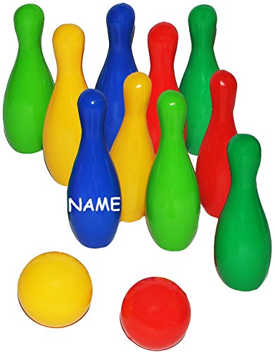 alles-meine.de GmbH 12 TLG. Set - Kegelspiel/Bowlingspiel Größe und Modell wählbar inkl. Name - XXL - 15 cm Kegel - 12 TLG. Set - aus Kunststoff/Plastik - für Außen + Inn.. von alles-meine.de GmbH