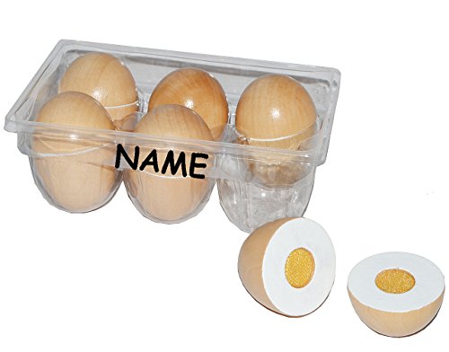 alles-meine.de GmbH 13 TLG. Set Eier aus Holz zum Schneiden - incl. Name - für Kinder Holzobst Eierset - Kaufmannsladen Zubehör Kaufladen Holzfrüchte - Schneideobst Holzobst - Kl.. von alles-meine.de GmbH