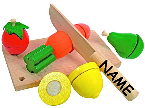 alles-meine.de GmbH 13 TLG. Set: Früchte/Obst & Gemüse - aus Holz - incl. Name - zum Schneiden - Schneideset Messer & Brett - Kaufmannsladen - für Kinder Holzfrüchte mit Klettv.. von alles-meine.de GmbH