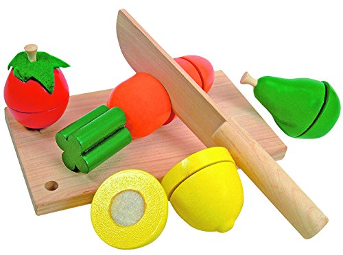 alles-meine.de GmbH 13 TLG. Set: Früchte/Obst & Gemüse - aus Holz - zum Schneiden - Schneideset Messer & Brett - für Kinder Holzfrüchte mit Klettverschluß - Kaufmannsladen Zube.. von alles-meine.de GmbH