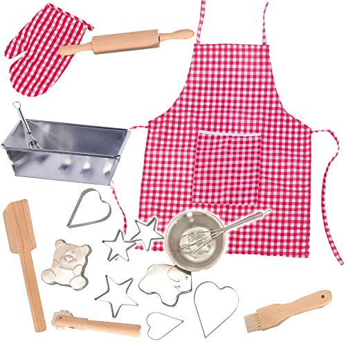 alles-meine.de GmbH 17 TLG. Backset/Kochset - Kinderküche - aus Metall - echte Blech/Backform + Küchenhelfer + Kinderschürze - Backofen - Torte Kuchen Springform Kuchenform T.. von alles-meine.de GmbH