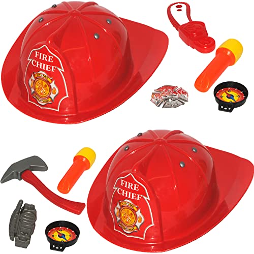 alles-meine.de GmbH 2 * je 5 TLG. Set - Feuerwehrmann Helm/Feuerwehr - Zubehör - für Kinder - Feuerwehrhelm mitwachsend/größenverstellbar + Taschenlampe + Kompass - Kinde.. von alles-meine.de GmbH