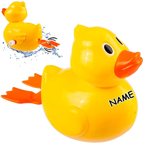 alles-meine.de GmbH 2 Stück Aufziehtiere/Badewannenspielzeug - Ente - inkl. Name - zum Aufziehen - schwimmt selbst im Wasser - Schwimmtier/aufziehen - für Badewanne/Bades.. von alles-meine.de GmbH