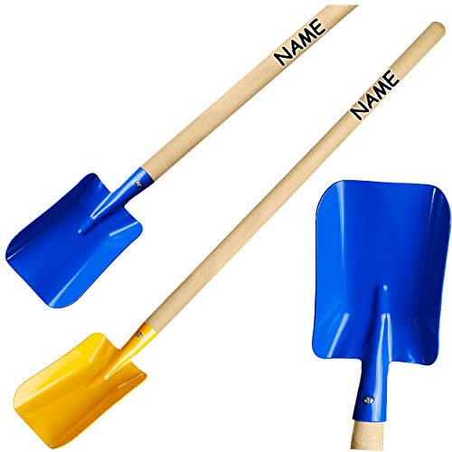 alles-meine.de GmbH 2 Stück Kinder - Schaufel/Spaten - aus Holz & Metall - Farb-Mix - inkl. Name - 78 cm lang - stabile Gartengeräte/Gartenset - Kinderschaufel - Schippe - .. von alles-meine.de GmbH