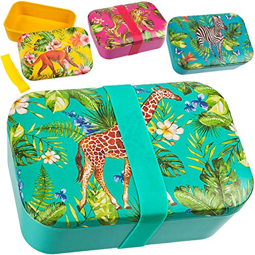 alles-meine.de GmbH 2 Stück Kunststoff - Lunchboxen/Brotdosen - Dschungel - Zoo Tiere & Blumen - BPA frei - mit Gummiband - Brotbüchse Küche Essen - für Erwachsene & Kinder -.. von alles-meine.de GmbH