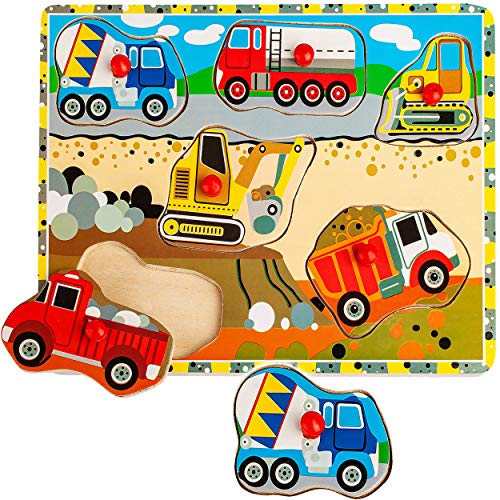 alles-meine.de GmbH 2 Stück Steckpuzzle mit Griff - Motivwahl - Auto & Fahrzeuge - Baustelle - aus Holz - 6 Teile - großes Holzpuzzle/Einlegepuzzle - Legespiel - Rahmenpuzzle.. von alles-meine.de GmbH