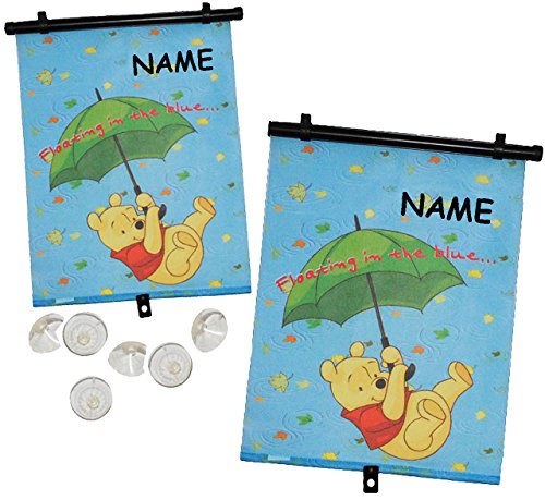 alles-meine.de GmbH 2 Stück: Winnie The Pooh/Sonnenschutz - Rollo - incl. Name - Seitenscheibe/Sonnenblende Kinder - Sonnenrollo Fensterschutz Rollos - für Fenster und Auto -.. von alles-meine.de GmbH