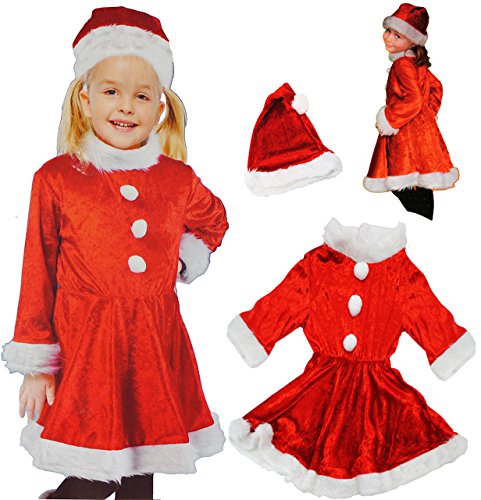 alles-meine.de GmbH 2 TLG. Kostüm Weihnachtsfrau - 4 bis 6 Jahre - Gr. 110-128 - Karneval/Weihnachten/Nikolauskostüm/Nikolaus - Kleid + Mütze - für Kinder Kind Kinderkost.. von alles-meine.de GmbH