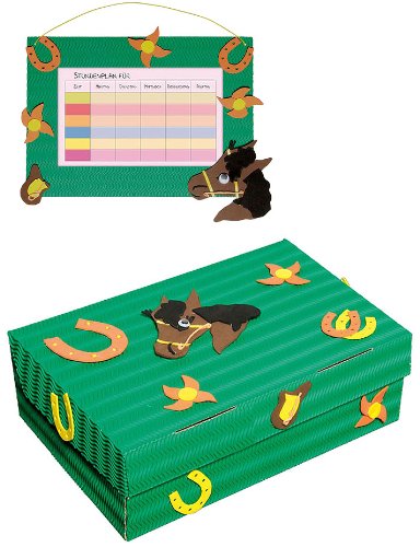 alles-meine.de GmbH 2 TLG. Set Bastelset Schulbox/Kreativbox + Stundenplan - Pferd Tiere Pferde - Schule Basteln Malbox für Kinder/Zeichenbox Schachtel/Spielzeugkiste/Box von alles-meine.de GmbH