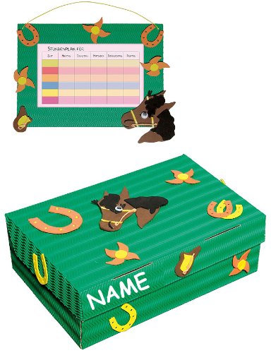 alles-meine.de GmbH 2 TLG. Set Bastelset Schulbox/Kreativbox + Stundenplan - incl. Namen - Pferd Tiere Pferde - Schule Basteln Malbox für Kinder/Zeichenbox Schachtel/Spielz.. von alles-meine.de GmbH