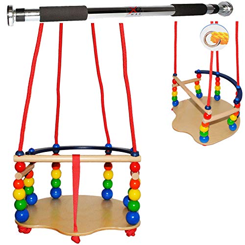 alles-meine.de GmbH 2 TLG. Set Deluxe - Schaukel aus Holz + Türreck - Gitterschaukel - mit Gurt/Kinderschaukel - Leichter Einstieg ! - mitwachsend & verstellbar - Babyschauke.. von alles-meine.de GmbH