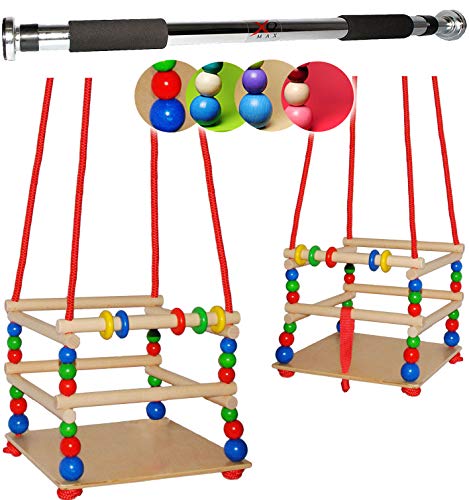 alles-meine.de GmbH 2 TLG. Set Gitterschaukel aus Holz + Türreck/Kinderschaukel - mit Gurt/Leichter Einstieg ! - mitwachsend & verstellbar - Schaukel & Babyschaukel - Verst.. von alles-meine.de GmbH