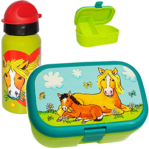 alles-meine.de GmbH 2 TLG. Set Lunchbox/Brotdose & Trinkflasche - Pferde & Pony - BPA frei - mit extra Einsatz/herausnehmbaren Fach - Brotbüchse Küche Essen - Sportflas.. von alles-meine.de GmbH