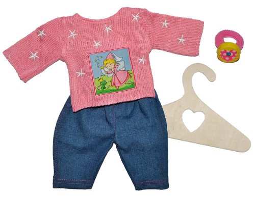 alles-meine.de GmbH 2 TLG. Set Puppenkleidung Gr. 35-45 cm - Hose + Pullover mit Prinzessin Fee rosa Kleidung Strickpulli Bekleidung - incl. Haargummi - für die Puppe - Kleidun.. von alles-meine.de GmbH