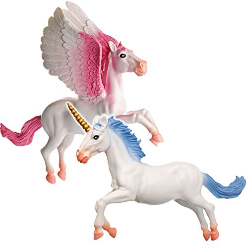 alles-meine.de GmbH 2 TLG. Set Spielfiguren - Einhorn & Pegasus - weiß - blau/pink - 17 cm - aus Kunststoff - mit Mähne & Schweif - Kunststoffeinhorn - Einhörner Märchenw.. von alles-meine.de GmbH