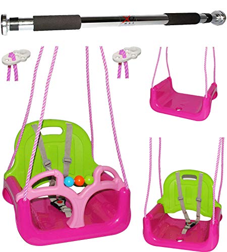 alles-meine.de GmbH 2 TLG. Set Türreck + mitwachsende - Babyschaukel/Gitterschaukel mit Gurt - ROSA/PINK - Leichter Einstieg ! - mitwachsend & verstellbar - 100 kg bela.. von alles-meine.de GmbH