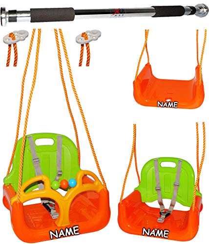 alles-meine.de GmbH 2 TLG. Set: Türreck + mitwachsende - 3 in 1 - Babyschaukel/Gitterschaukel - incl. Name - mit Rückenlehne - Schaukel für Kinder - Innen und Außen/Garten - .. von alles-meine.de GmbH