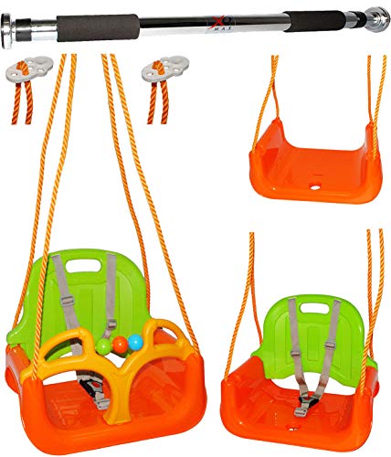 alles-meine.de GmbH 2 TLG. Set: Türreck + mitwachsende - 3 in 1 - Babyschaukel/Gitterschaukel - mit Rückenlehne - Schaukel für Kinder - Innen und Außen/Garten - für Baby´s Ki.. von alles-meine.de GmbH