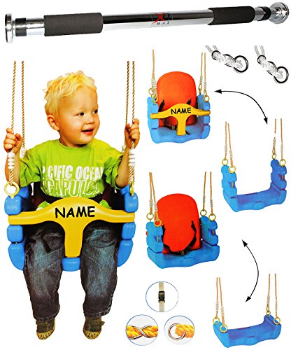 alles-meine.de GmbH 2 TLG. Set: Türreck + mitwachsende - Babyschaukel/Gitterschaukel mit Gurt - incl. Name - Kinderschaukel ab 1,5 Jahre - mit Rückenlehne & Seitenschutz - Scha.. von alles-meine.de GmbH