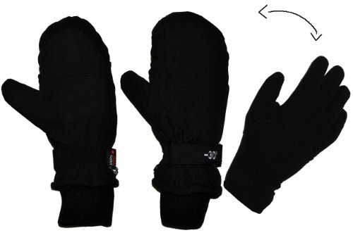 alles-meine.de GmbH 2 in 1: Fingerhandschuhe im Fausthandschuh für Kälte bis -30 Grad - wasserdicht Thinsulate - sehr warm - Thermo gefüttert - Größe 8 - Thermohandschuhe schwarz von alles-meine.de GmbH