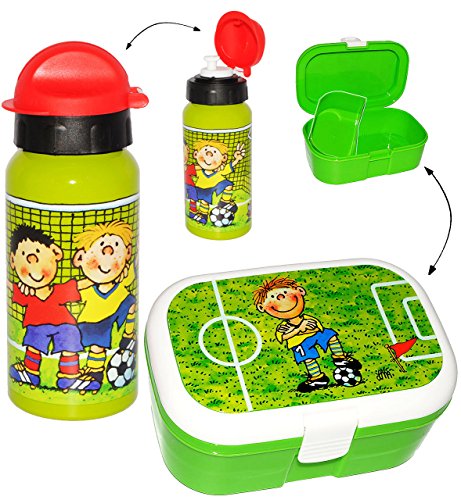 alles-meine.de GmbH 2 TLG. Set Lunchbox/Brotdose & Trinkflasche - Fußball & Fußballspieler - mit extra Einsatz/herausnehmbaren Fach - Brotbüchse Küche Essen - für Mädch.. von alles-meine.de GmbH