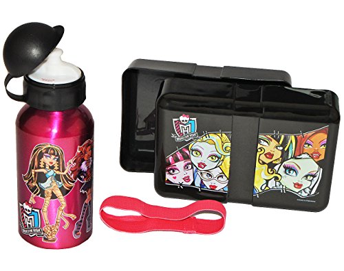 alles-meine.de GmbH 2 TLG. Set: Lunchbox/Brotdose + Trinkflasche - Monster High - Brotbüchse Küche - Aluflasche für Frühstück/Mädchen Schule Kindergarten - Draculaura - Lunch.. von alles-meine.de GmbH