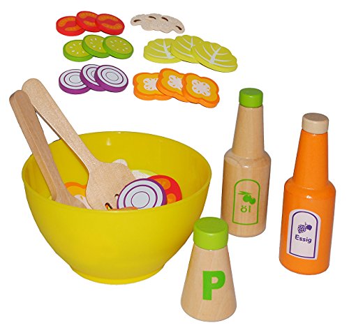 alles-meine.de GmbH 24 TLG. Set Salatschüssel + Salat + Dressing - aus Holz - für Kinder Holzobst Früchteset - Kaufmannsladen Zubehör Kaufladen Holzfrüchte - Holzobst Holzgemüse .. von alles-meine.de GmbH