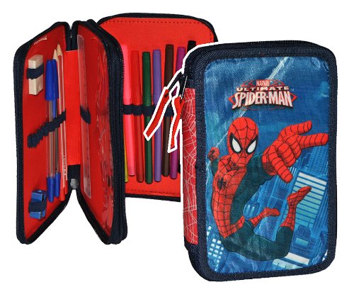 alles-meine.de GmbH 25 TLG. gefüllte Federmappe Spiderman - Kinder Schiefermappe Kindergarten Spider Spinne Spider-Man - Federtasche - Doppeldecker/Doppelstockig - doppelt von alles-meine.de GmbH