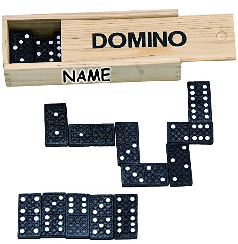 alles-meine.de GmbH 29 TLG. Set - Legespiel Domino Spiel - aus Holz - incl. Name - mit Holzkasten - Dominosteine - Lernspiel/Holzdomino - Reisespiel Unterwegs/Gedächtnisspiel.. von alles-meine.de GmbH