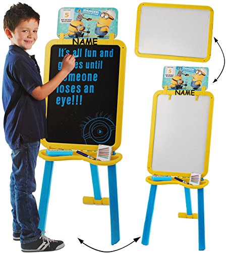 alles-meine.de GmbH 3 in 1: Schreibtafel/Maltafel/Staffelei - Minions - Ich einfach unverbesserlich - incl. Name - 1,18 m hoch - doppelseitig - Set mit Zubehör - Standtaf.. von alles-meine.de GmbH