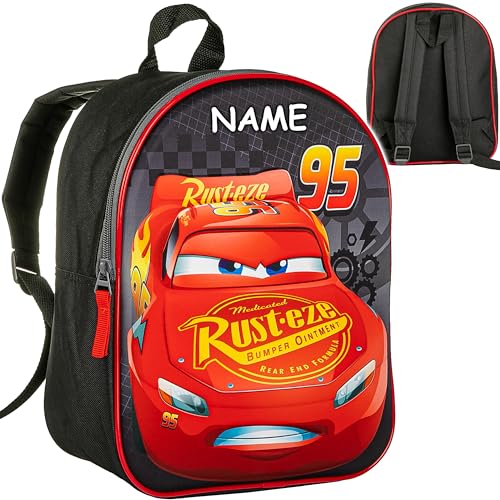 alles-meine.de GmbH 3D Effekt - Kinder Rucksack - Cars - Auto - Lightning McQueen - inkl. Name - Tasche - wasserfest & beschichtet - Kinderrucksack - 1 Fach - groß Kind - Jungen .. von alles-meine.de GmbH