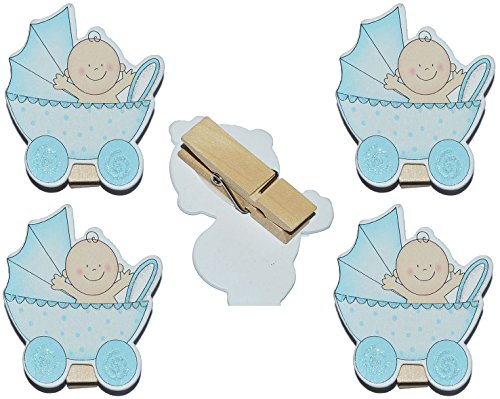 alles-meine.de GmbH 4 TLG. Set Holz - Deko Klammern - Baby mit Glitzer für Jungen - Dekoklammern - zur Geburt Kinderwagen Schnuller Babymotiv Taufe Babys Babys blau z.B. für Bild.. von alles-meine.de GmbH