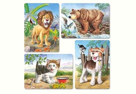 alles-meine.de GmbH 4 in 1 Puzzle - 8 12 15 20 Teile KINDERPUZZLE Tiere Hund Katze BÄR LÖWE Set - Maxipuzzle Maxi große Teile - für Kinder von alles-meine.de GmbH