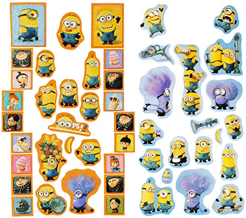 alles-meine.de GmbH 49 Set: Glitzer Aufkleber/Sticker - Minions Ich einfach unverbesserlich - selbstklebend - für Jungen & Mädchen/Erwachsene - Stickerset Kinder - z.B. f.. von alles-meine.de GmbH