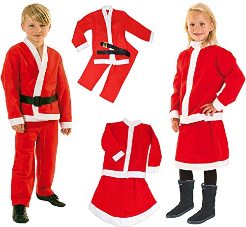 alles-meine.de GmbH 5 TLG. Kostüm Weihnachtsmann & Weihnachtsfrau - 6 bis 8 Jahre - Gr. 122-140 - Karneval/Weihnachten/Nikolauskostüm/Nikolaus - Hose + Jacke + Gürtel - f.. von alles-meine.de GmbH