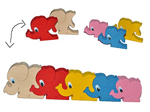 alles-meine.de GmbH 5 TLG. Set: Tier Puzzle aus Holz - Elefanten - für Kinder Holztiere Tierfamilie Puzzles Sortierspiel Spielfiguren Tier Zootier von alles-meine.de GmbH