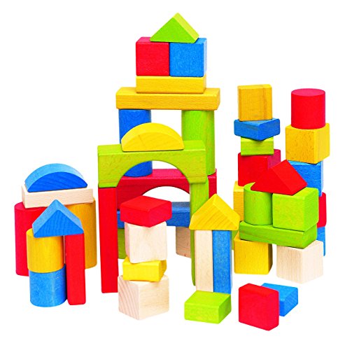 alles-meine.de GmbH 50 Stück große - Bausteine aus Holz - Bunte Steine Holzbausteine - bunt Bricks Baustein Naturbaustein - Holzbaustein - für Kinder Mädchen Jungen/Holzspi.. von alles-meine.de GmbH