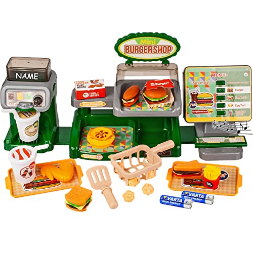 alles-meine.de GmbH 52 TLG. XL Set - elektronische Burger Station + Spielzeugkasse Wasser & Sound Funktion inkl. Name + Zubehör - Shop für Kaufmannsladen/Kaufladen - Küche .. von alles-meine.de GmbH