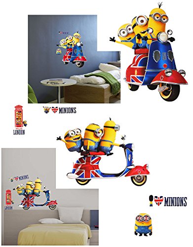 alles-meine.de GmbH 6 Stück: XL Wandsticker - Minion - Ich einfach unverbesserlich/auf einem Roller - Scooter - Great Britain - selbstklebend + wiederverwendbar - Aufkleber.. von alles-meine.de GmbH