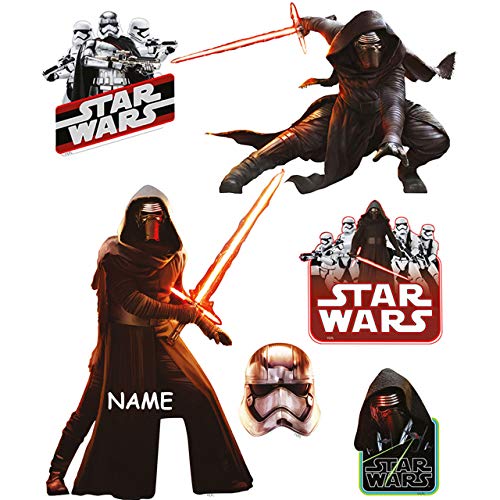 alles-meine.de GmbH 6 TLG. Set Wandtattoo/Sticker Star War - incl. Name - Wandsticker - Aufkleber für Kinderzimmer - selbstklebend + wiederverwendbar - Kylon Ren/Dart.. von alles-meine.de GmbH