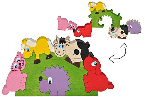 alles-meine.de GmbH 6 TLG. Set: Tier Puzzle aus Holz - Bauernhoftiere - für Kinder Holztiere Tierfamilie Puzzles Sortierspiel Spielfiguren Tiere von alles-meine.de GmbH